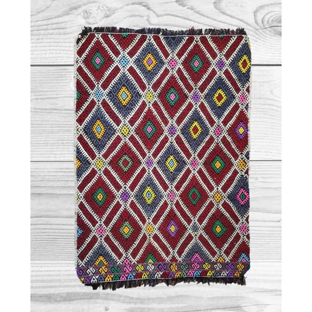 VTG Turkish Kilim Rug 42in x30'in Hand Woven Goat Hair Antolian Cicim Ta…